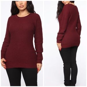 Fashion Nova Burgundy Sweater Large